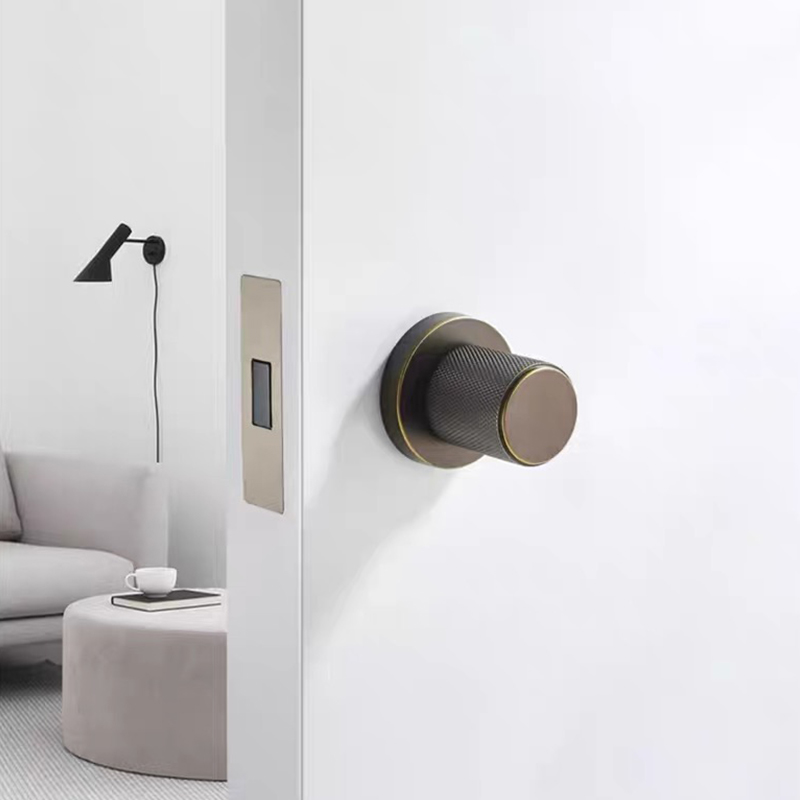 Door Handle - Moderne houten gouden stille ronde set