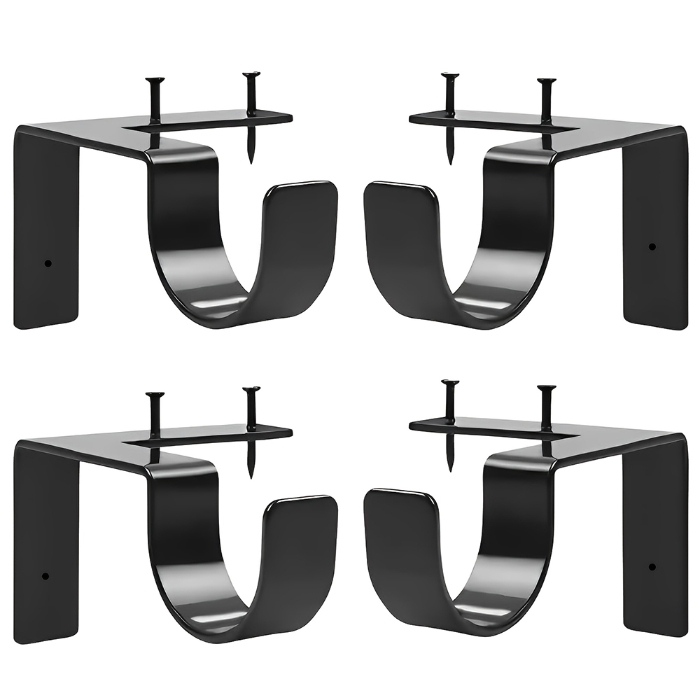 Curtain Rods - Zwarte, robuuste dubbele gordijnroedebeugelset van 4/8