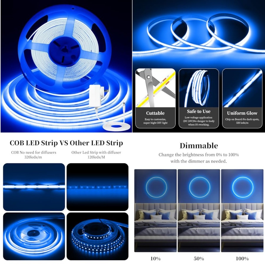 32,8ft/10M COB LED-strip, DC24 - Led Strip Lights recensie en prijs