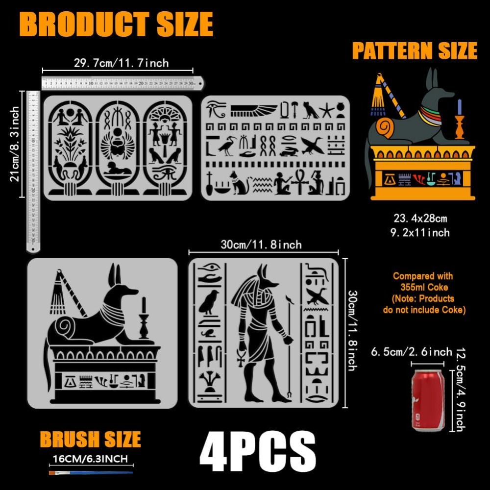 4-delige Egyptische symbolen s - Paint Brush recensie en prijs